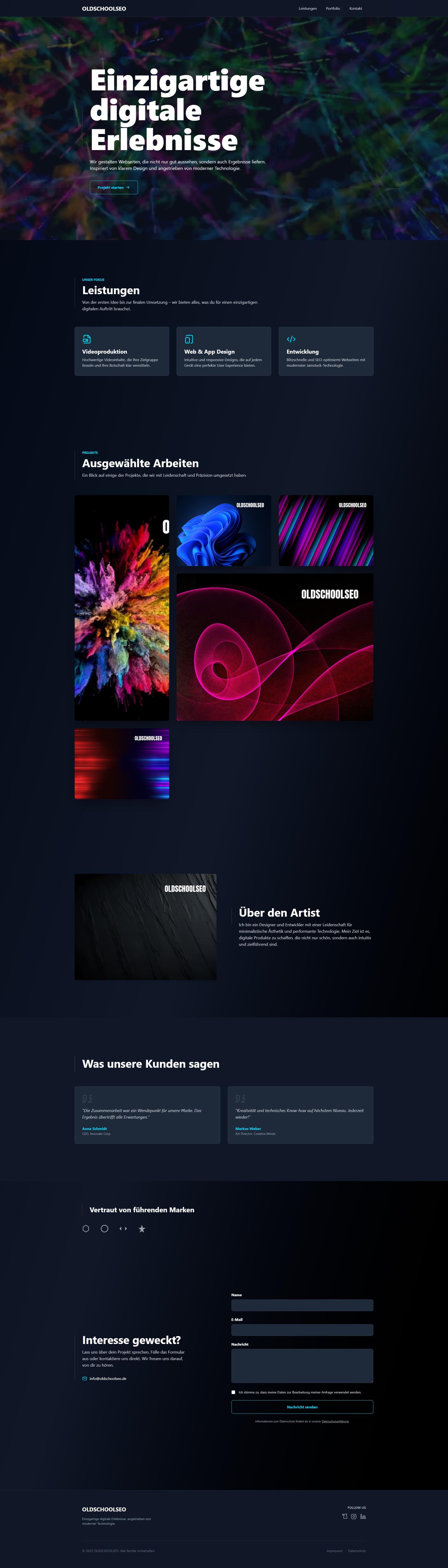 Mobile Ansicht von Kreativ Template - Visuell ansprechendes Template für Kreative, Designer und Künstler. Mit Portfolio-Galerie und modernem Design.