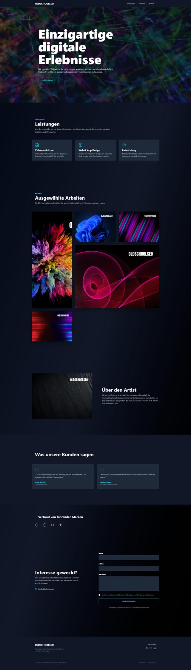 Mobile Ansicht von Kreativ Template - Visuell ansprechendes Template für Kreative, Designer und Künstler. Mit Portfolio-Galerie und modernem Design.