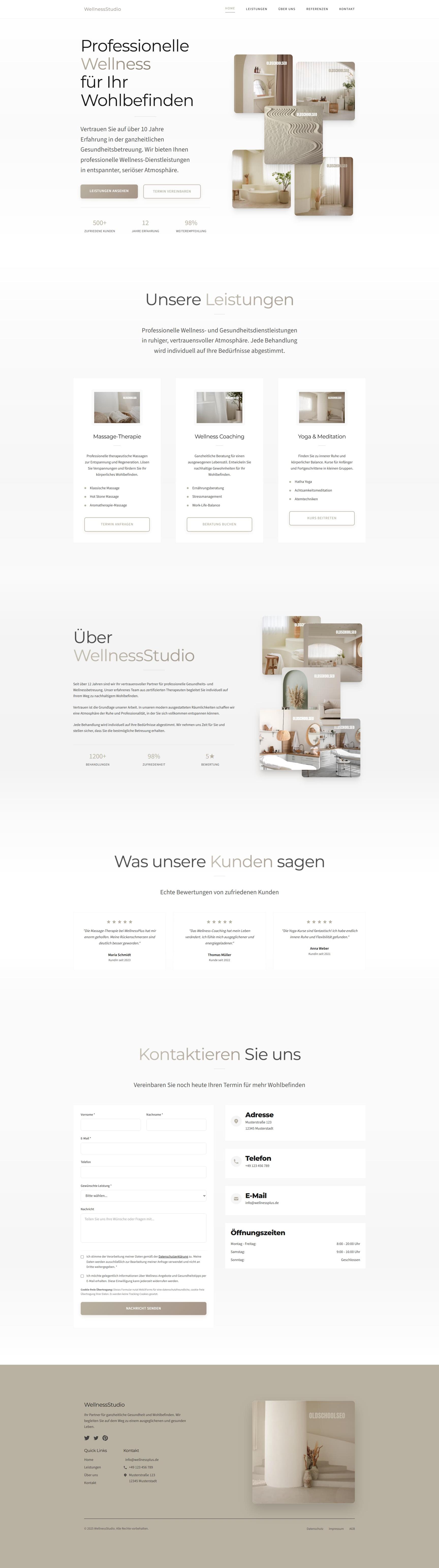 Mobile Ansicht von Wellness Template - Beruhigendes Template für Wellness-Anbieter, Therapeuten und Gesundheitspraxen. Mit Terminbuchung und Service-Beschreibungen.