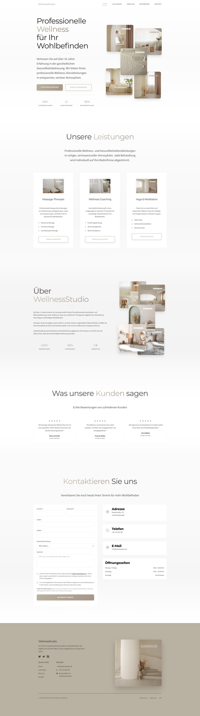 Mobile Ansicht von Wellness Template - Beruhigendes Template für Wellness-Anbieter, Therapeuten und Gesundheitspraxen. Mit Terminbuchung und Service-Beschreibungen.